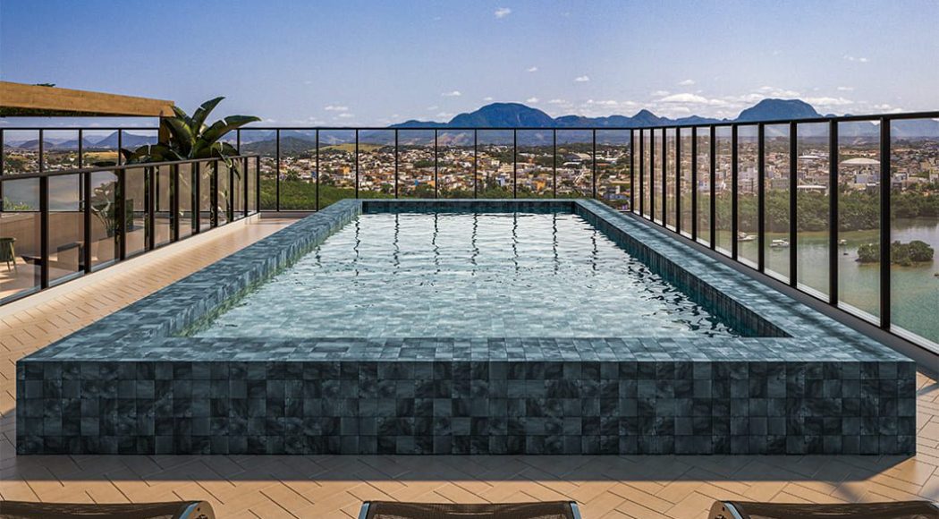 piscina com deck molhado e solarium